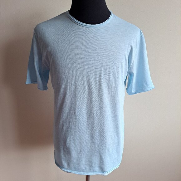 NEW Gionfriddo Men's Italian 100% Cotton Crew Neck Light Blue T-shirt Size L - Picture 2 of 13